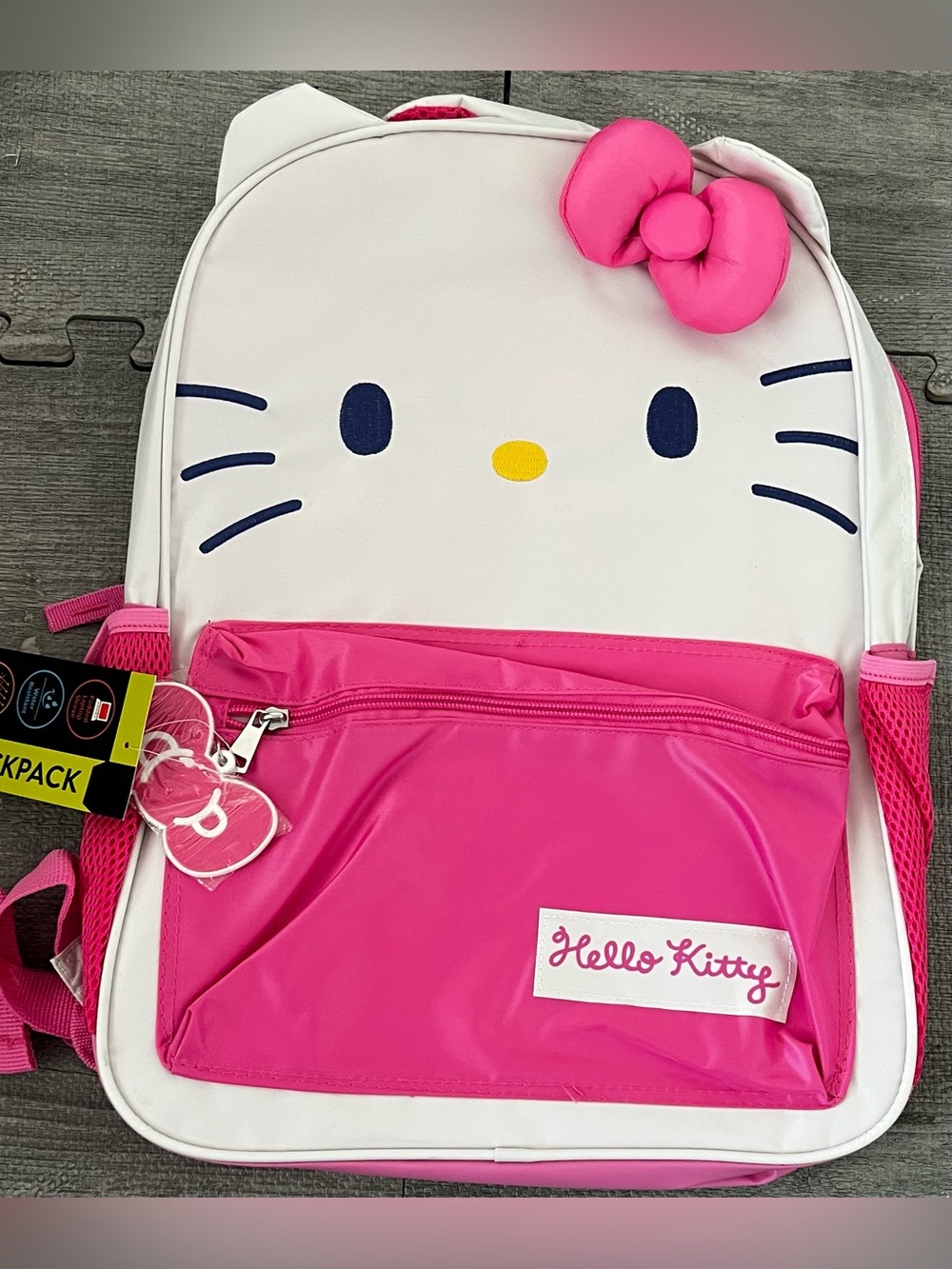 Hello Kitty White/Pink Polyester Backpack w/ Adjustable Straps, Kids